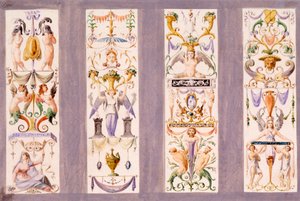 Cuatro paneles arabescos de la Scala del Palazzo Ducale, Venecia de Ludwig Gruner